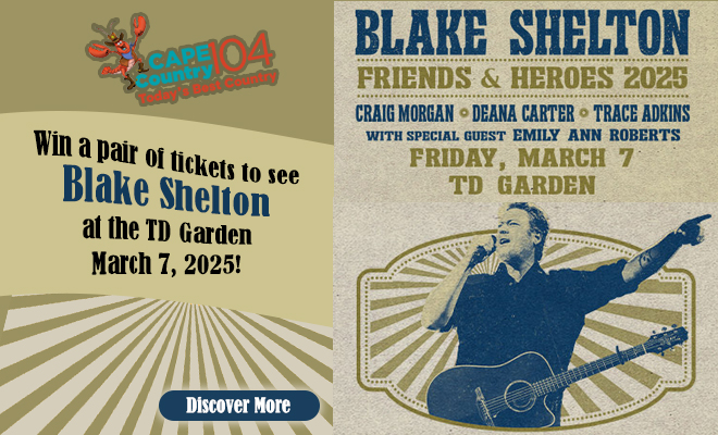 Win a pair of tickets to see Blake Shelton at the TD Garden on March 7, 2025!